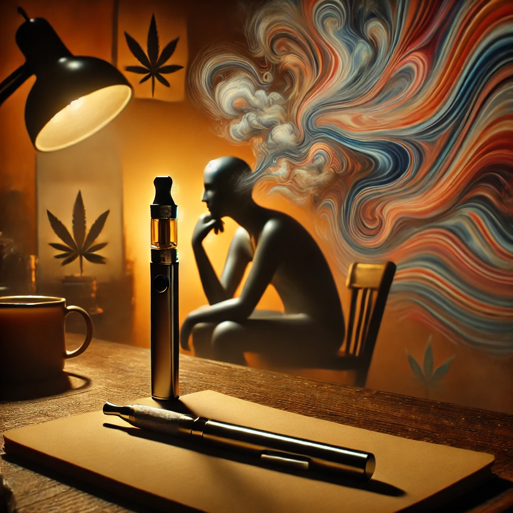 DMT vape pen, A sleek DMT vape pen with a modern design, ready for use, offering a discreet and convenient psychedelic experience.